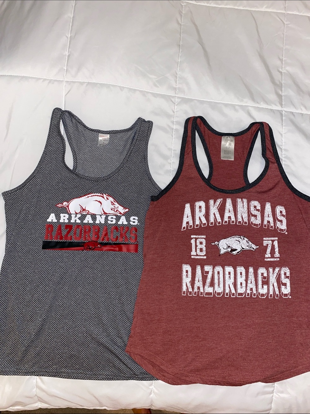 Arkansas Razorbacks Girls' Tank Top - Heather Gray & Cardinal Red